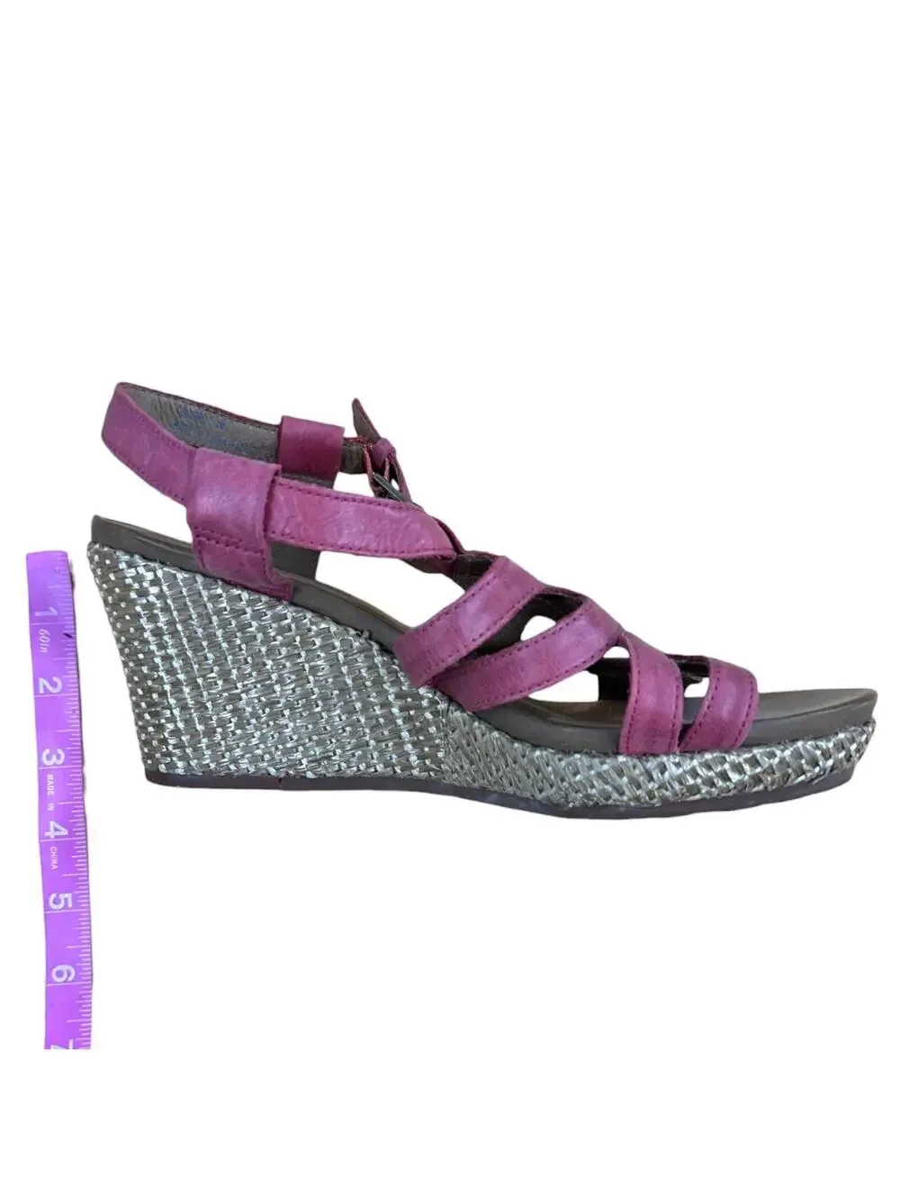 Cobb Hill Hannah Coral Pink Leather Espadrille Wedge Sandals